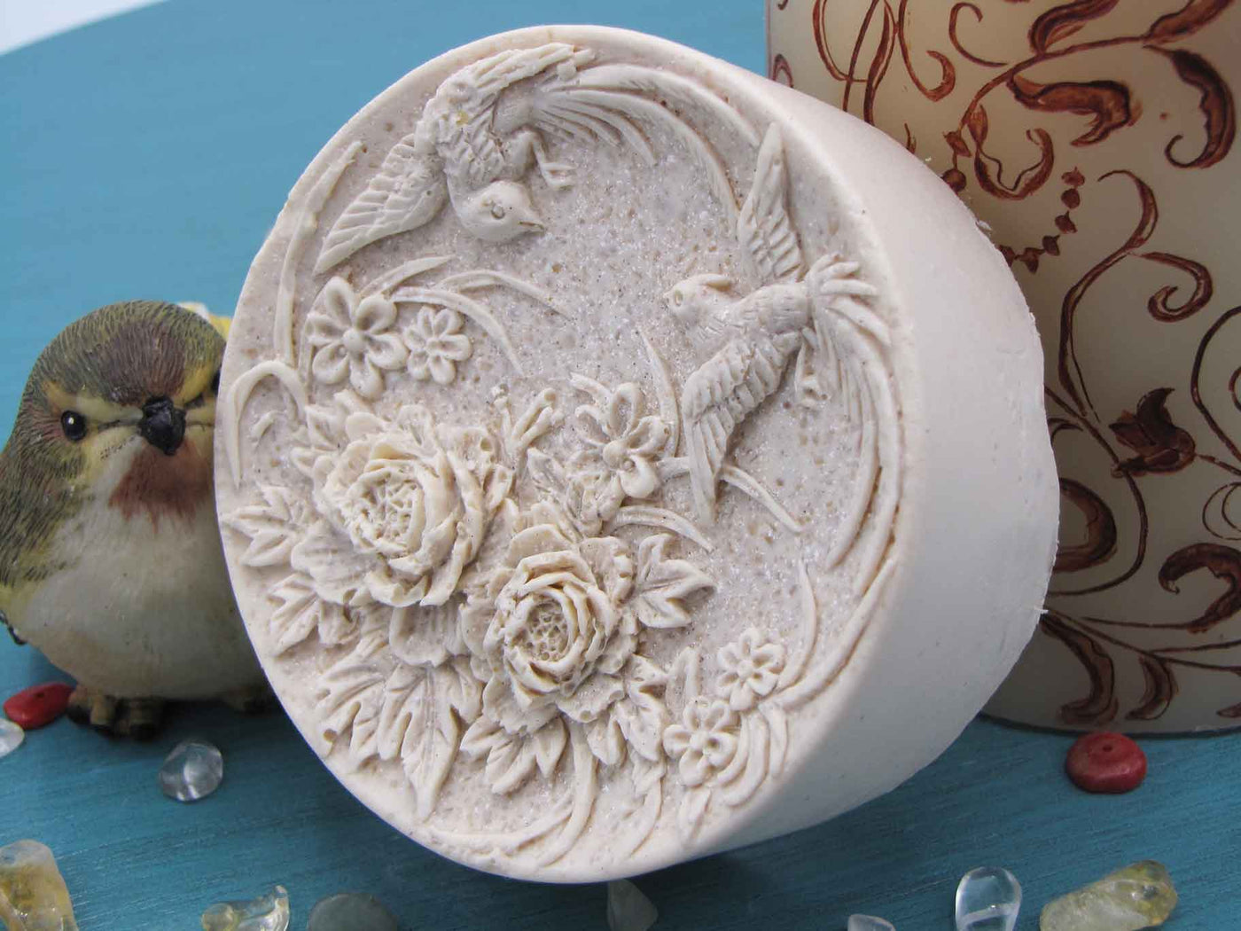 Roses and Pheasants in Natural Cream